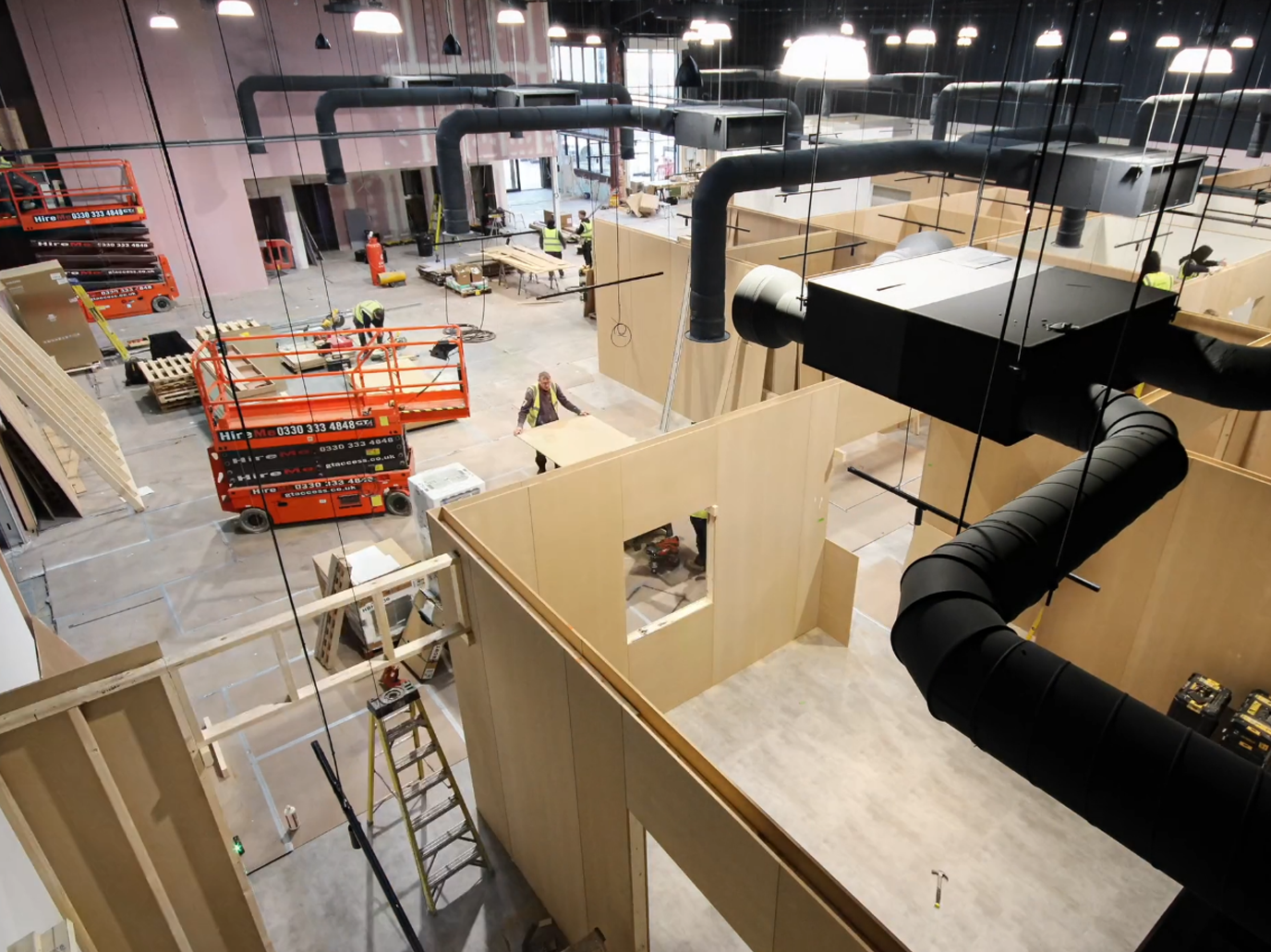 Kitchen displays inside the Howdens Expo retail facility, Watford