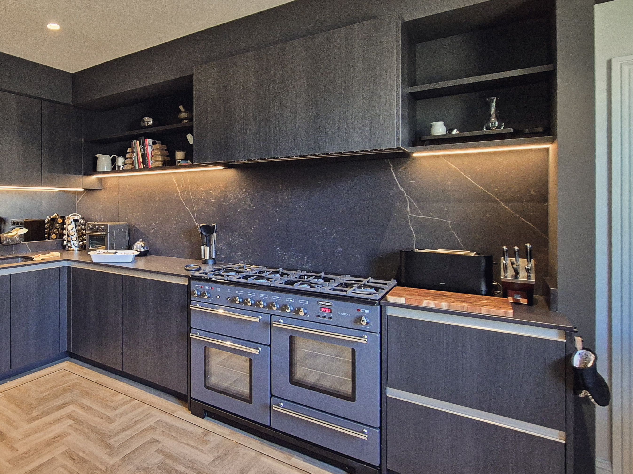 The Grid Thirteen kitchen and range inside the pavilion extension, Roundhay, Leeds