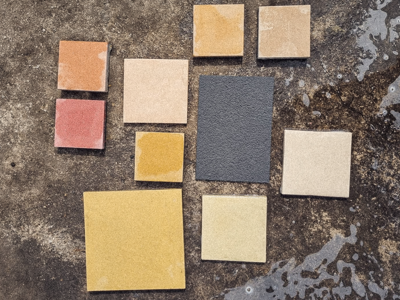 Frost-proof apricot tile samples specified to EN and BS standards for the Roundhay extension, Leeds