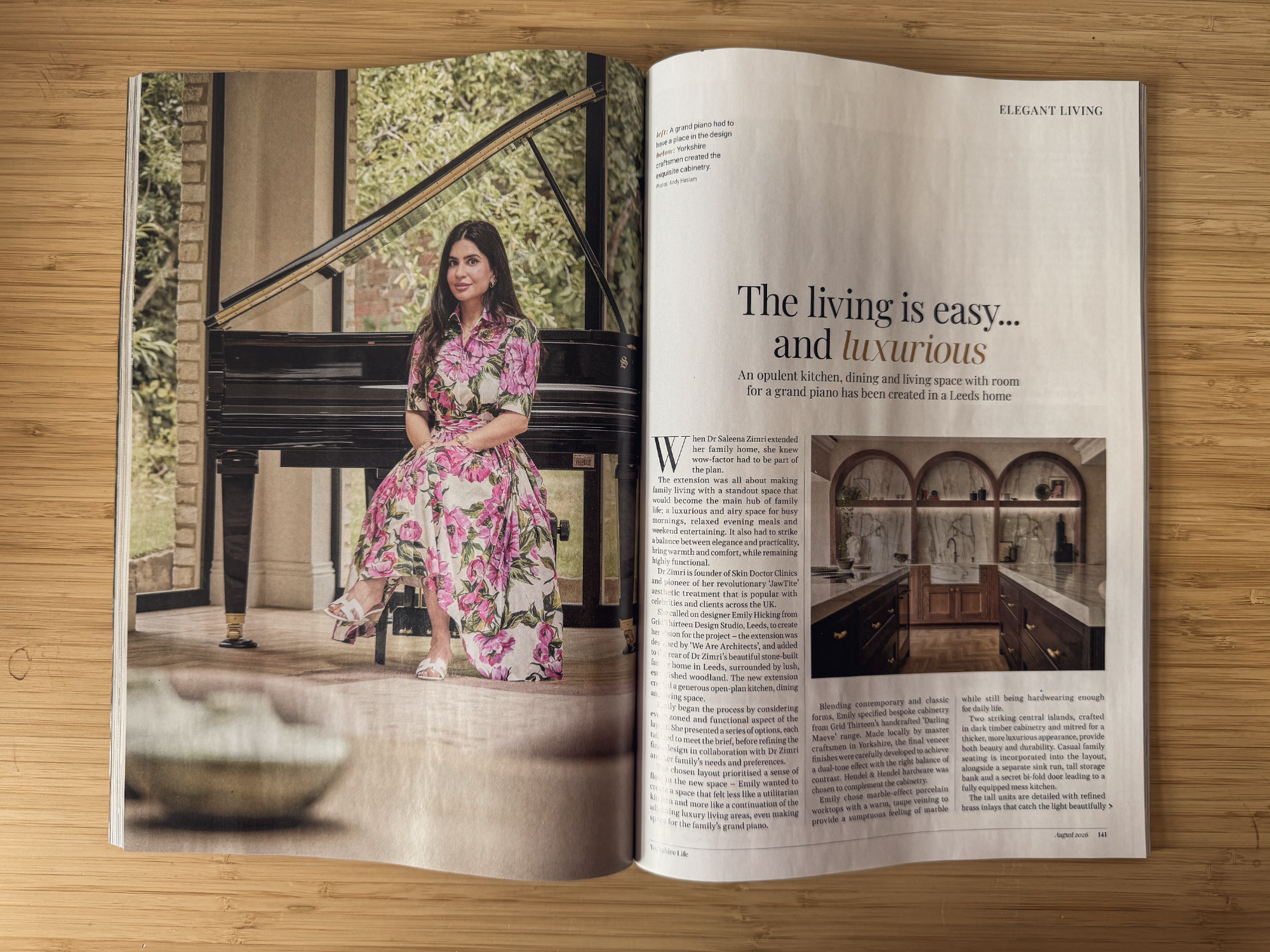 Yorkshire Life, August 2026, Elegant Living feature, the grand piano in the Roundhay, Leeds extension designed by we are _ architecture